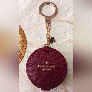 Kate Spade N.Y. Burgundy & Gold  Leather Mirrored Keyfob! NWOT! MRSP. $59!♠️💞